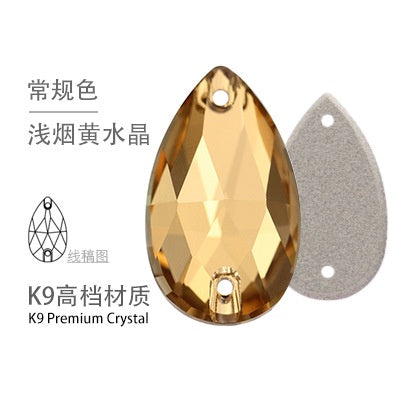 10PCS Glass Flat Seam Water Drop Hand Seam Rhinestone Super Bright AB Color Flat Seam Rhinestone