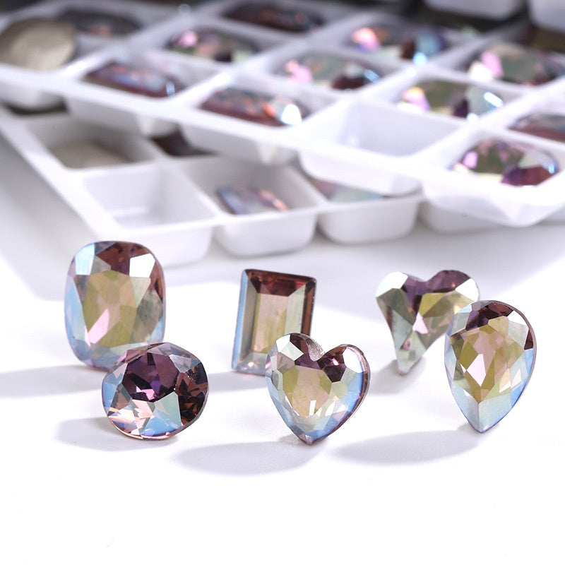K9 Light Purple Mist Nail Art Rhinestone Glass Crystal Diy Jewelry Accessories Pointed Bottom Rhinestone Jewelry Accessories