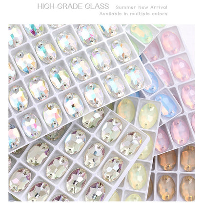 Crystal 7*10/10*14mm High-end Button Flat Oval Mocha Handmade Clothes Accessories