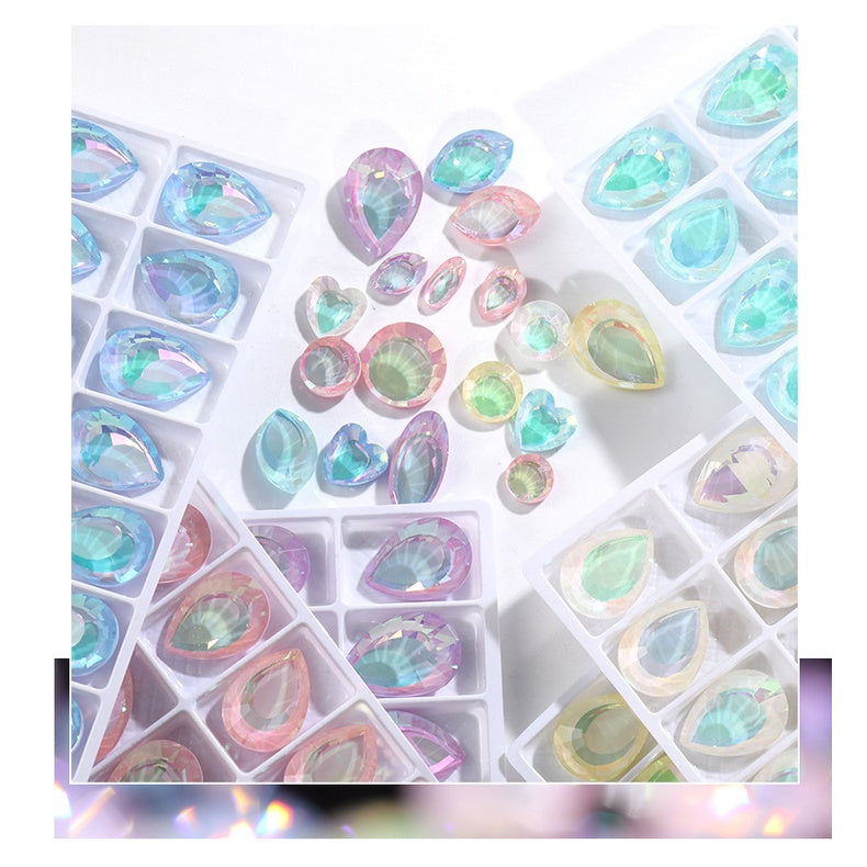 Shining High-grade Crystal Micro-pointed Bottom Glass Diamond High Top Rhinrhinos K9 Magic Mirror Series Diy Mobile Phone Shell Nail Sticker Rhinrhinos