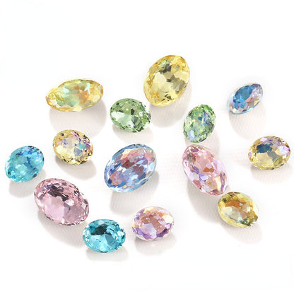 Candy Color 8*10/10*14mm Transparent Oval Crystal Nest Surface K9 Rhinestone Costume Jewelry Production