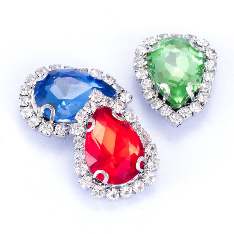 【10pcs】7*10mm Crystal with Gold/silver Base Suitable for Clothing and Wedding Decoration Accessories