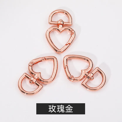Metal Peach Heart Love Spring Buckle Keychain Dog Buckle Rope Buckle Diy Plush Doll Bag Hanging Ornament Accessories Pendant