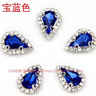 10pcs 5*8mm Sharp Drop Claw Rhinestone Sew on Crystal Rhinestone with Gold/Sliver Claw Crystal for Clothing Garment Diy Headdress Accessories