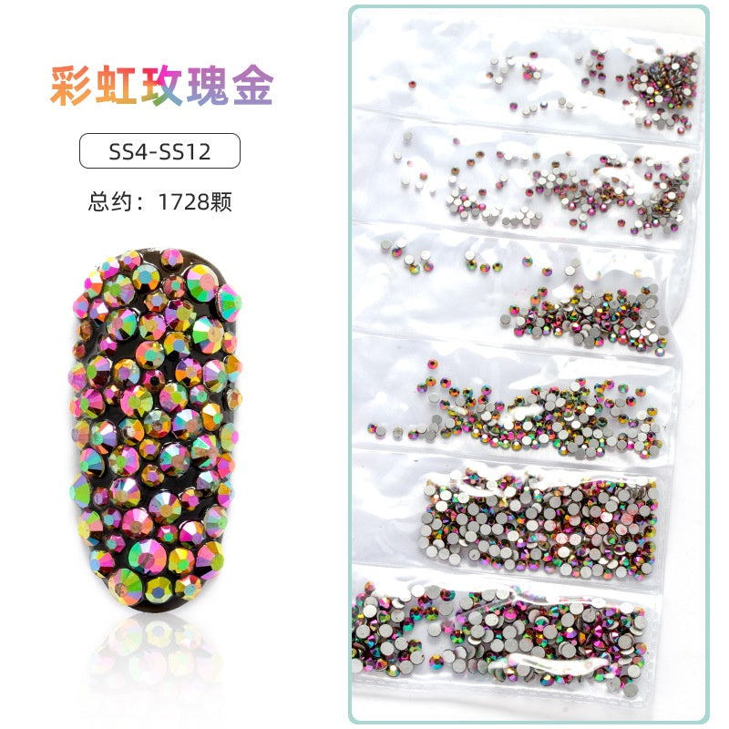 1.5-3.2mm Mixed Nail Rhinestone Small Size Mixed Size Glass Rhinestone Colorful Diamond Mixed Nail Crystal