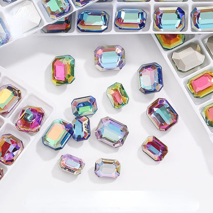 6*8mm/8*10mm Garment Rhinestone Shiny Crystal K9 Glass Electroplated light color tip bottom nail rhinestone DIY Accessories