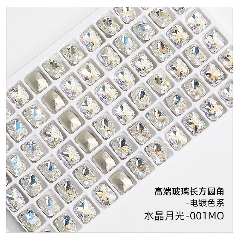10mm  10pcs Nail Rhinrhinea High-end Tip Bottom Rhinrhinea  Rectangular Round Corner Diy Accessories Materials