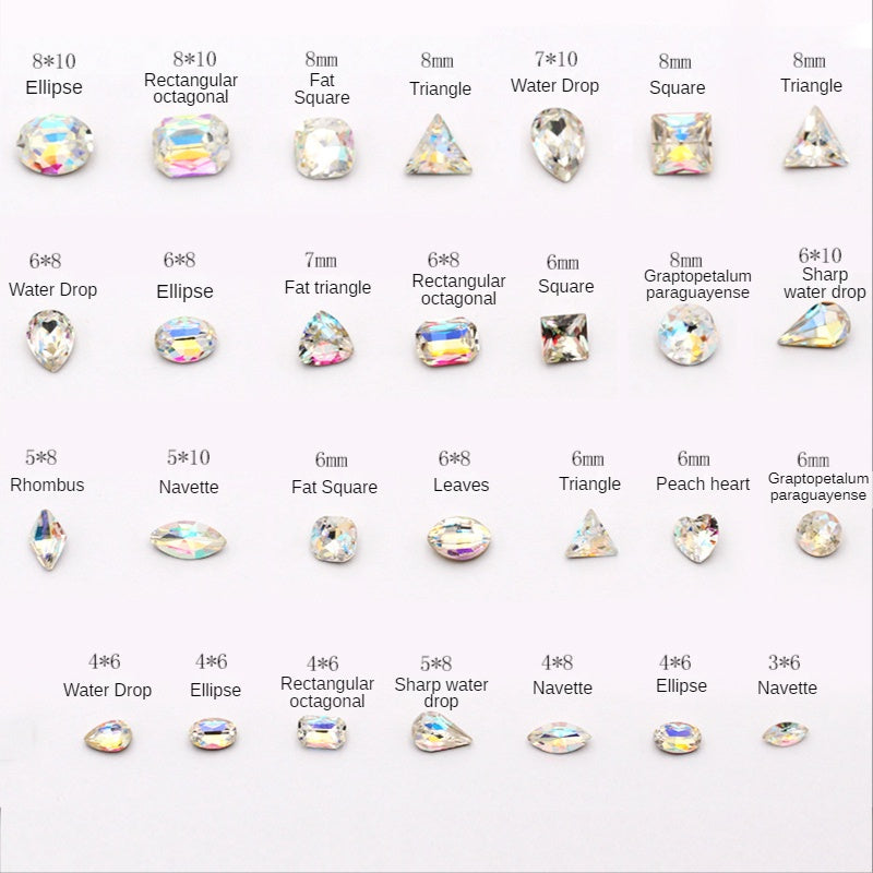 20PCS Multi-shape Crystal Glass Rhinestones Nail Art Rhinestones Ornament Dazzle Rhinestone Nail Paste Rhinestones Diy Ornament Accessory Material