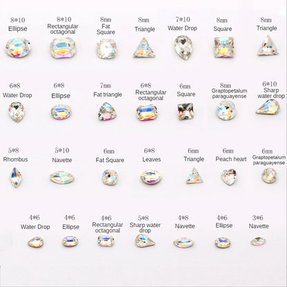 20PCS Multi-shape Crystal Glass Rhinestones Nail Art Rhinestones Ornament Dazzle Rhinestone Nail Paste Rhinestones Diy Ornament Accessory Material