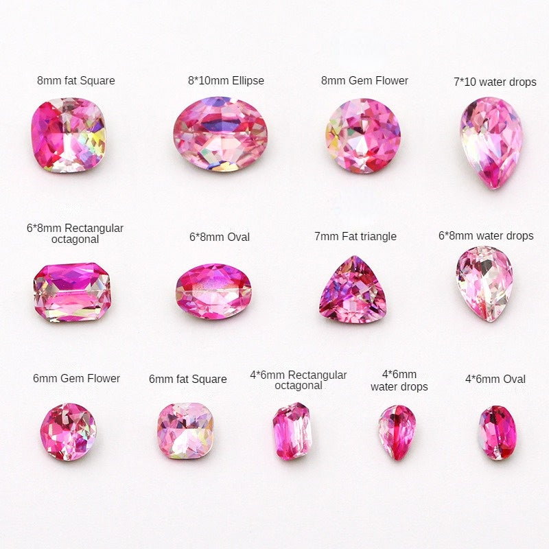 1PCS Pointy Bottoming Nail Rhinestone K9 Material High-quality Naked Rhinestone Nail Paste Rhinestone Diy Accessories Nail Ornament Nail Paste Rhinestone Multi-color
