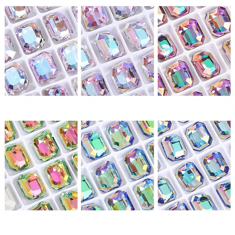 6*8mm/8*10mm Garment Rhinestone Shiny Crystal K9 Glass Electroplated light color tip bottom nail rhinestone DIY Accessories