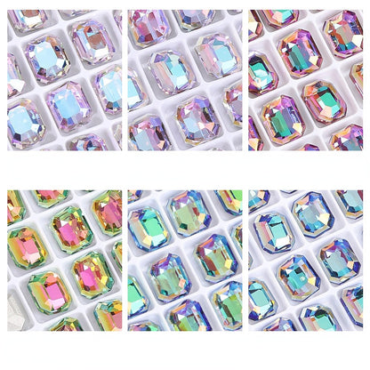 6*8mm/8*10mm Garment Rhinestone Shiny Crystal K9 Glass Electroplated light color tip bottom nail rhinestone DIY Accessories