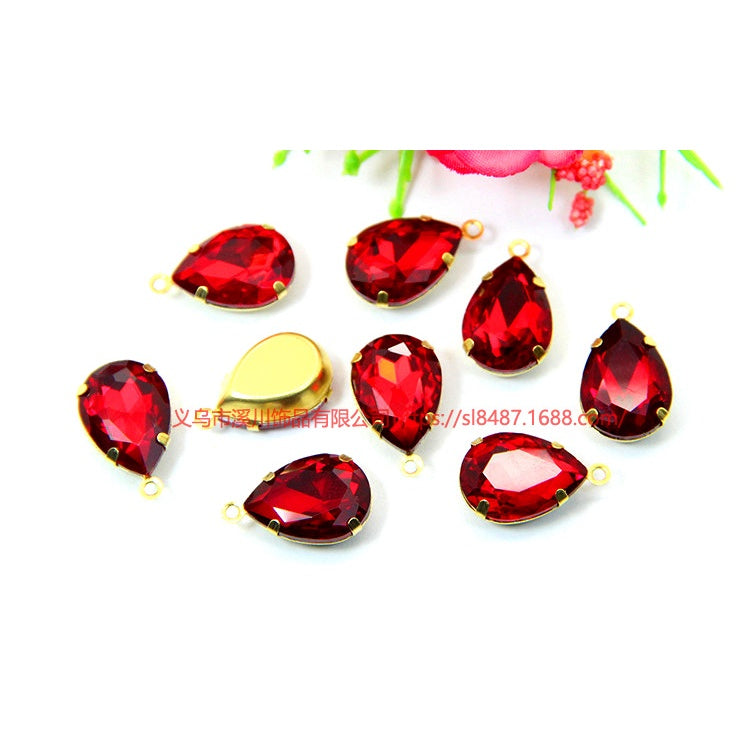 20pcs Single Hanging Water Drop Glass Claw Rhinestones with Hole Hand Seam Rhinestones Gold Single Hanging Claw Rhinestones DIY Jewelry Clothing Accessories