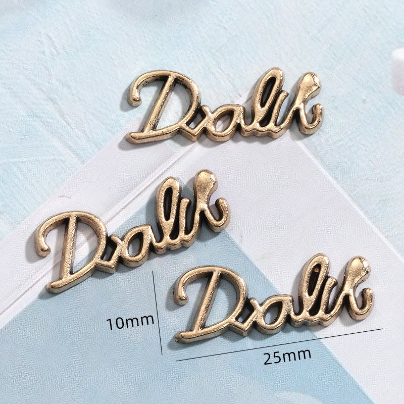 Diy Alloy Letter Hair Accessories Alloy Accessories Retro Alloy Letter Cream Glue Accessories Diy Phone Case Hair Clip Material Pack