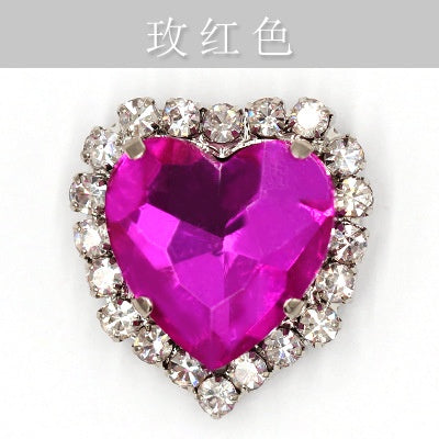 12mm 10pcs Heart Shape Crystal Rhinestone With Sliver/Gold Bottom For DIY Garment Clothing