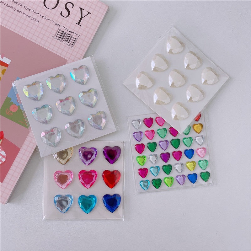 Shiny Love Heart Laser Acrylic Diamond Stickers Mobile Phone Case Hand Tent DIY Crystal Decorative Stickers