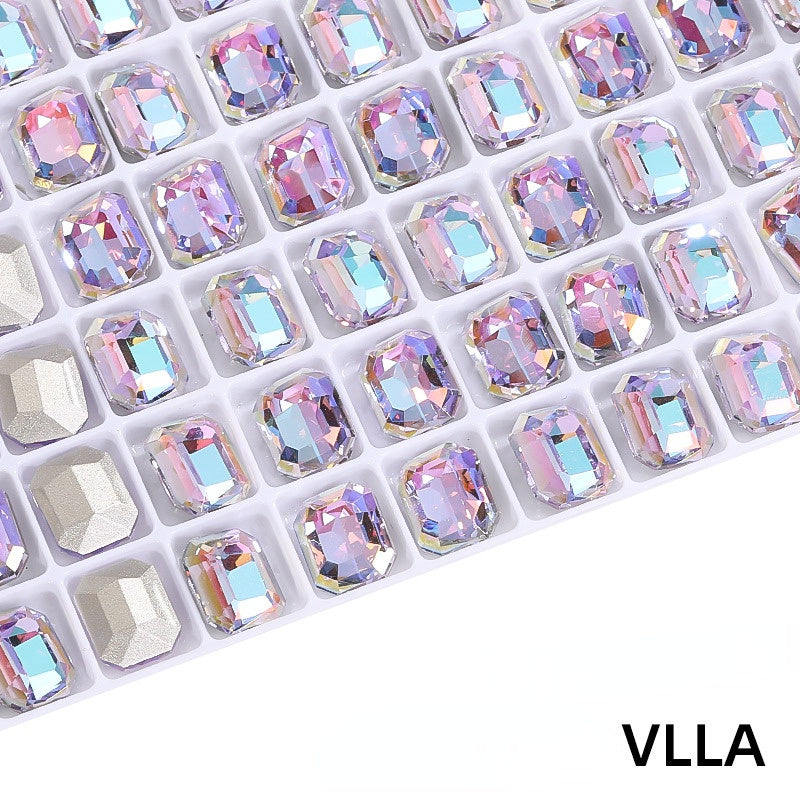 6*8mm/8*10mm Garment Rhinestone Shiny Crystal K9 Glass Electroplated light color tip bottom nail rhinestone DIY Accessories