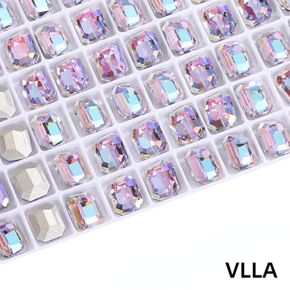 6*8mm/8*10mm Garment Rhinestone Shiny Crystal K9 Glass Electroplated light color tip bottom nail rhinestone DIY Accessories