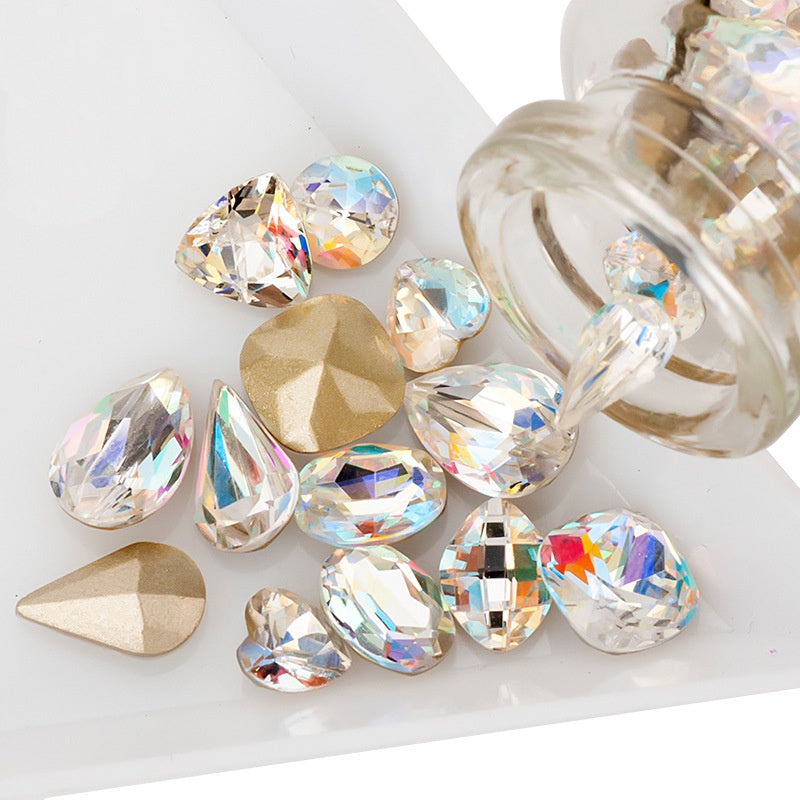 20PCS Multi-shape Crystal Glass Rhinestones Nail Art Rhinestones Ornament Dazzle Rhinestone Nail Paste Rhinestones Diy Ornament Accessory Material