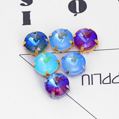 Round Shape 12mm Mocha Fluorescent Crystal Sew On Rhinestone for Clothing Accessories Rhinestone
