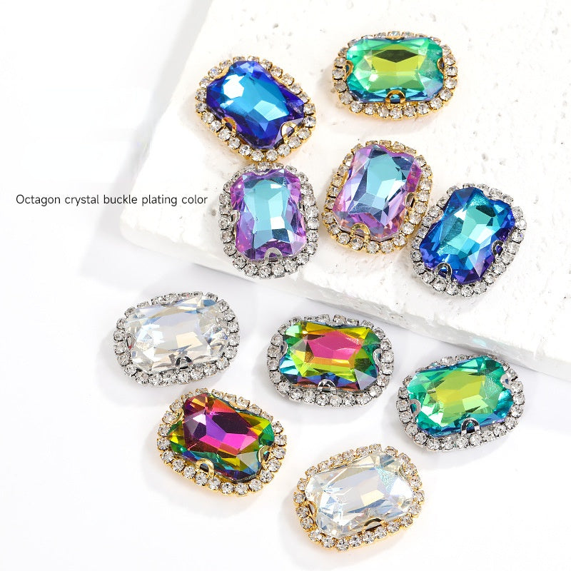 Shiny Rhinestone with Golden Bottom 13*18mm 10pcs Dazzling Setting Crystal for DIY Garment Clothing Shoes Bags Accessories
