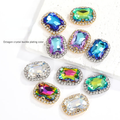 Shiny Rhinestone with Golden Bottom 13*18mm 10pcs Dazzling Setting Crystal for DIY Garment Clothing Shoes Bags Accessories
