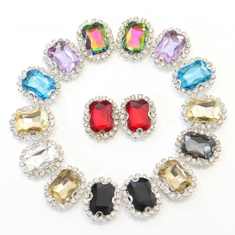 10pcs 10*14mm Crystal Rhinestone with Sliver/gold Bottom Hand Sewn Rhinestone Diy Mobile Phone Case Clothing Accessories Materials