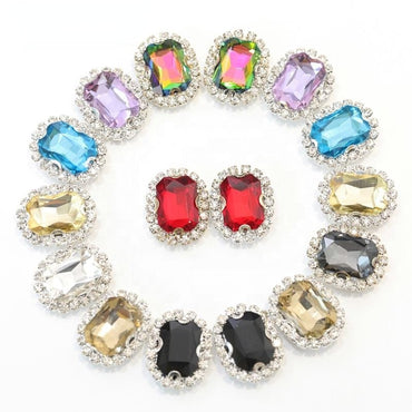 10*14mm Crystal Rhinestone Silver/Golden Bottom Hand-sewn DIY Phone Case Clothing Jewelry Accessories