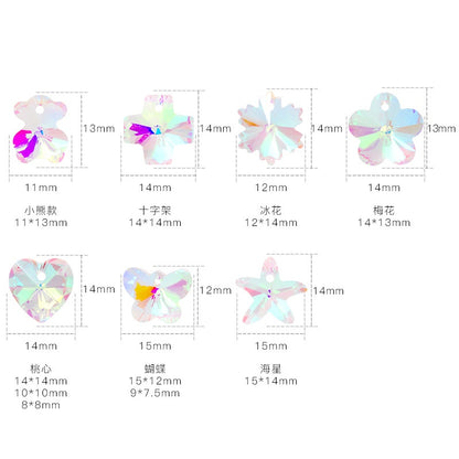 Single-hole Pendant DIY Accessories Earpiece Necklace Accessories Multi-shape AB Colored Glass Rhinestone