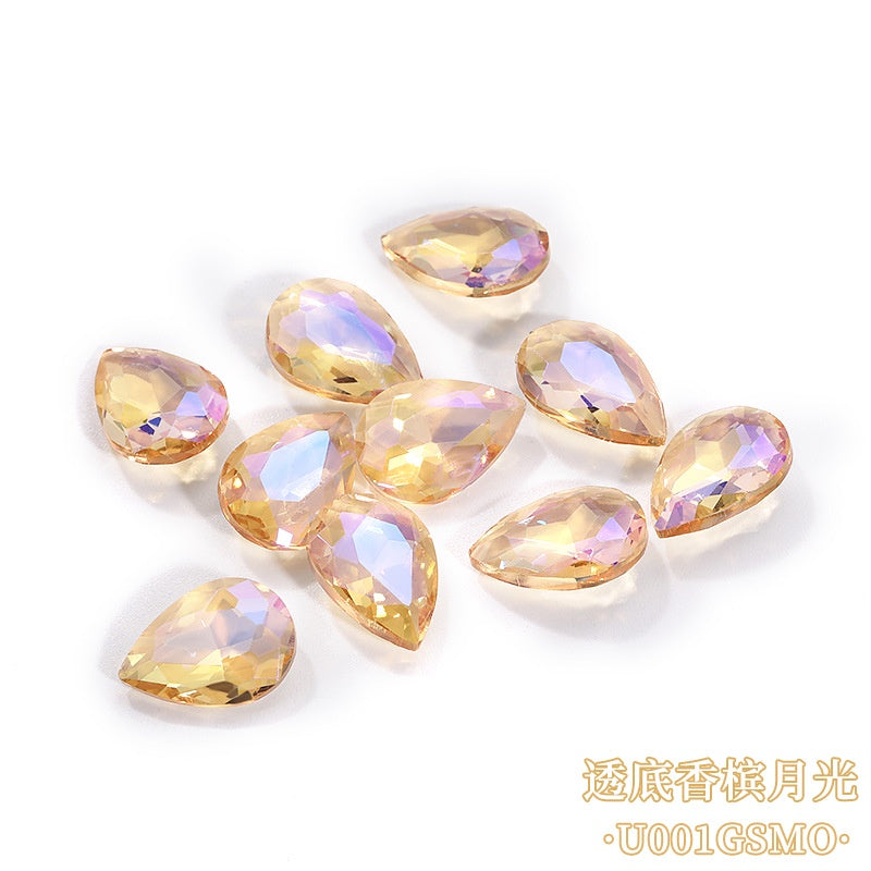 8*13mm Drop Shape Shiny Moonlight Crystal Nail Art Glass Transparent Rhinestone for DIY Phone Case Decoration
