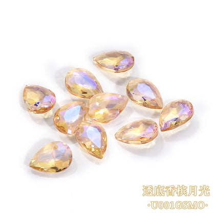 8*13mm Drop Shape Shiny Moonlight Crystal Nail Art Glass Transparent Rhinestone for DIY Phone Case Decoration