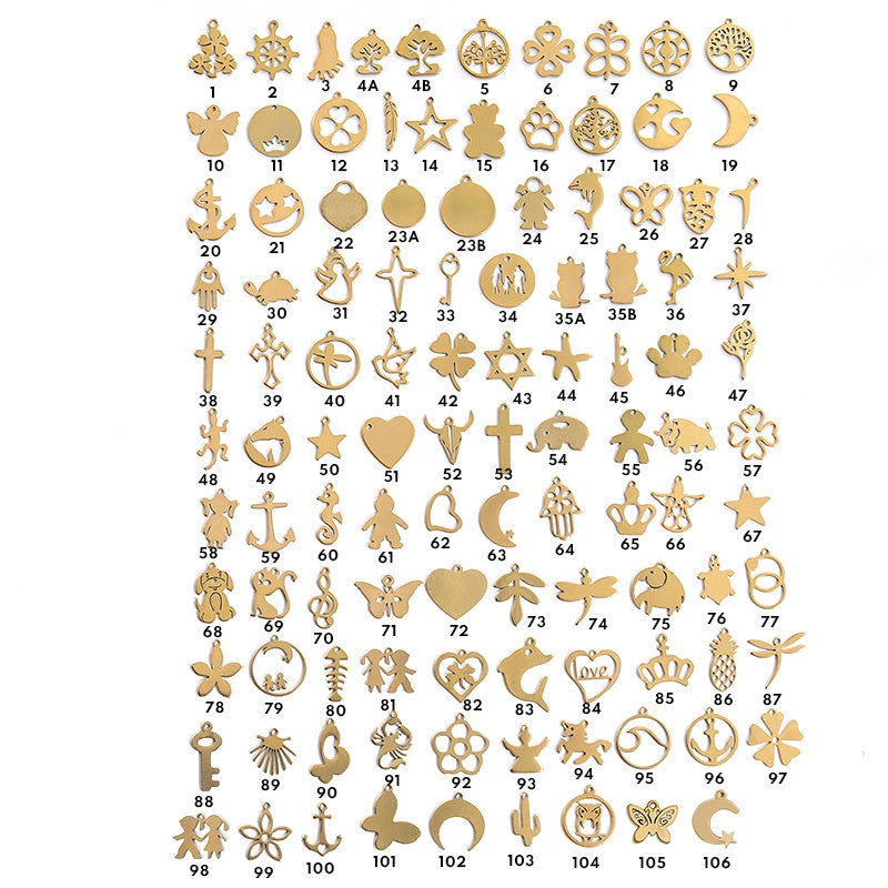 【2pcs】Gold pendant 304 Stainless Steel Bear Crown Love Earrings Necklace Bracelet Diy Jewelry Accessories Handmade Materials