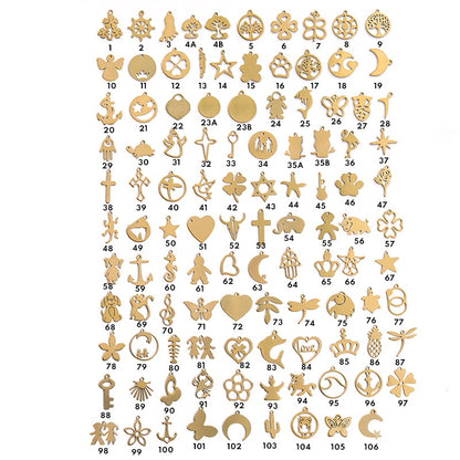 【2pcs】Gold pendant 304 Stainless Steel Bear Crown Love Earrings Necklace Bracelet Diy Jewelry Accessories Handmade Materials