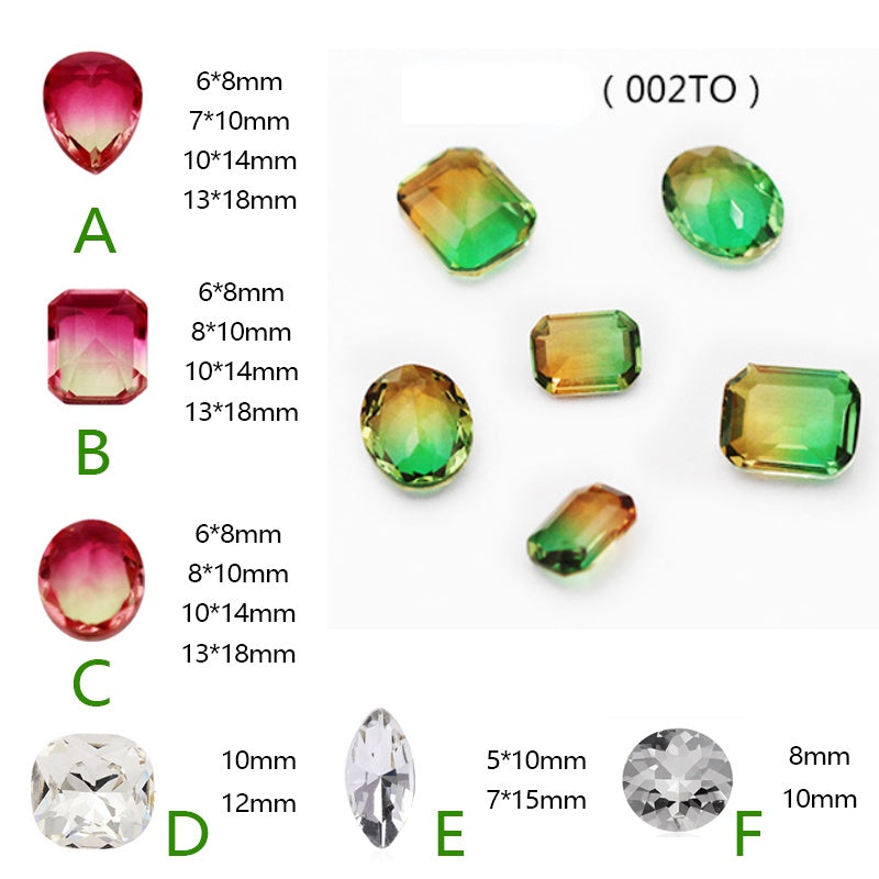 10Pcs Elliptic shape Special Color Gradient Nail Rhinestones Diy Accessories Nail Jewelry Materials