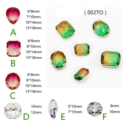10Pcs Elliptic shape Special Color Gradient Nail Rhinestones Diy Accessories Nail Jewelry Materials