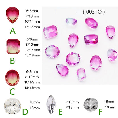 10Pcs Elliptic shape Special Color Gradient Nail Rhinestones Diy Accessories Nail Jewelry Materials