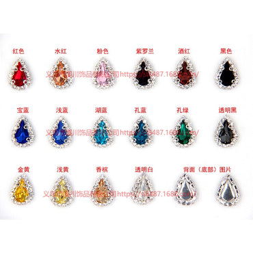 10pcs 6*10mm Claw Rhinestone Sew on Crystal Rhinestone with Gold/Sliver Claw Crystal for Clothing Garment Diy Headdress Accessories