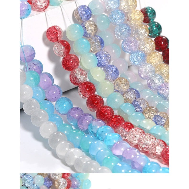 10mm 80pcs Crack beads Jade broken beads explosive glass beads ice cracked floral beads glass diy accessory bracelet beaded