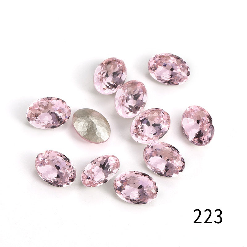 Candy Color 8*10/10*14mm Transparent Oval Crystal Nest Surface K9 Rhinestone Costume Jewelry Production
