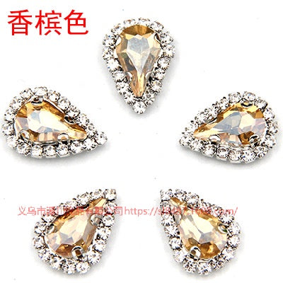 10pcs 5*8mm Sharp Drop Claw Rhinestone Sew on Crystal Rhinestone with Gold/Sliver Claw Crystal for Clothing Garment Diy Headdress Accessories