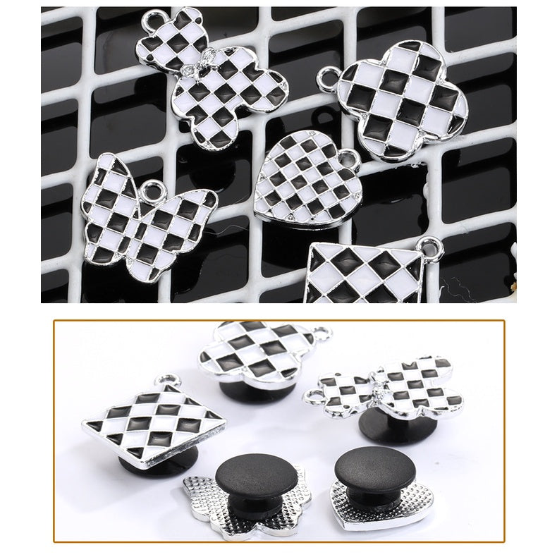 Crocs Diy Accessories Alloy Pearl Checker Series Garden Shoes Buckle Decorative Buckle