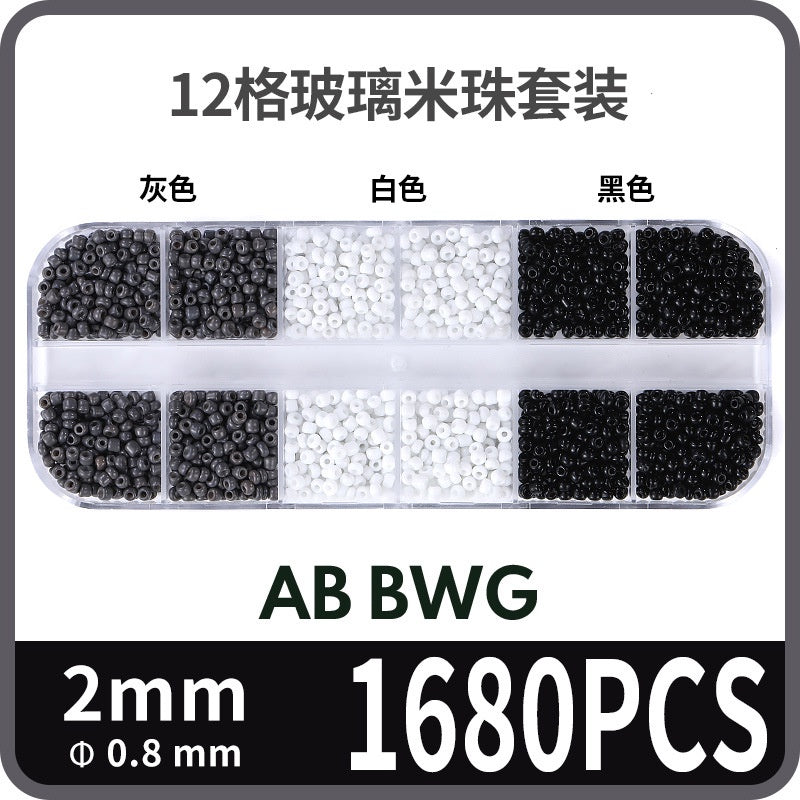 Fashion 12 Gramme Bead Set Box DIY Chain Through Hole Glass Cross Beaded Bracelet Beads