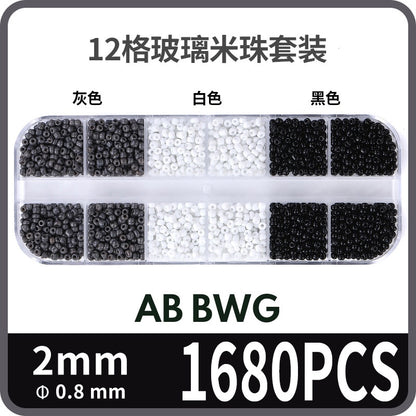 Fashion 12 Gramme Bead Set Box DIY Chain Through Hole Glass Cross Beaded Bracelet Beads