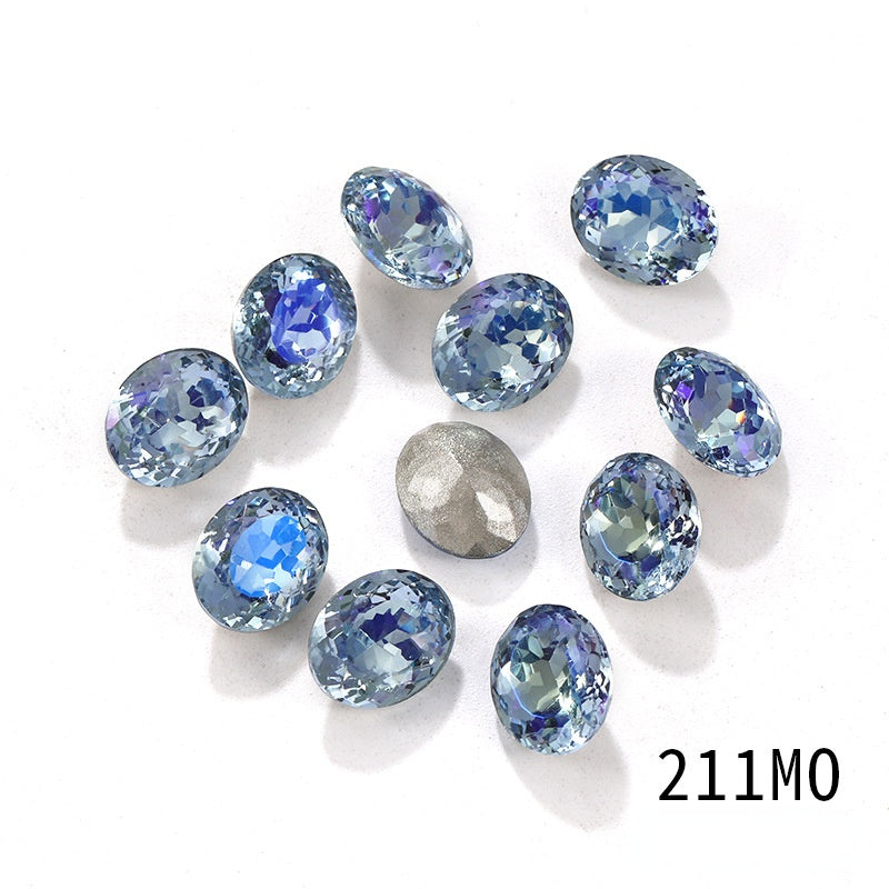 Candy Color 8*10/10*14mm Transparent Oval Crystal Nest Surface K9 Rhinestone Costume Jewelry Production