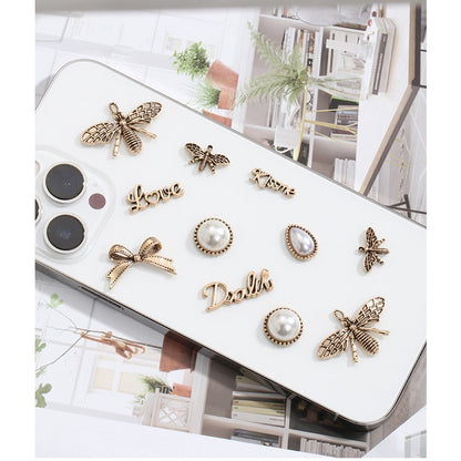 Diy Alloy Letter Hair Accessories Alloy Accessories Retro Alloy Letter Cream Glue Accessories Diy Phone Case Hair Clip Material Pack