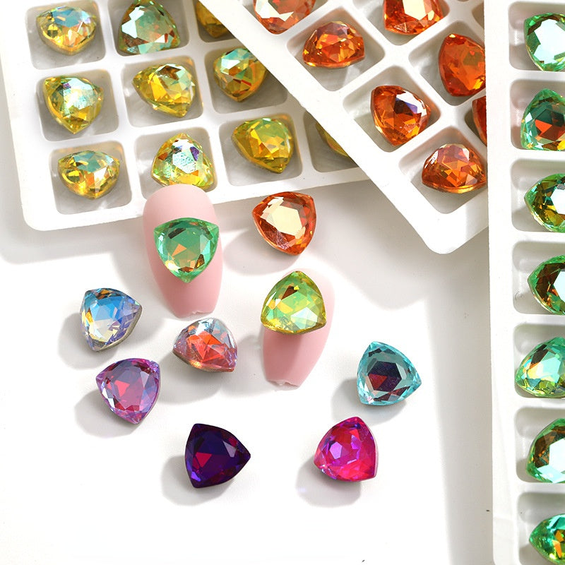 Shiny 10pcs Dazzle pointy bottom drill diy high-grade fat triangle rhinrhiner jewelry Nail accessories