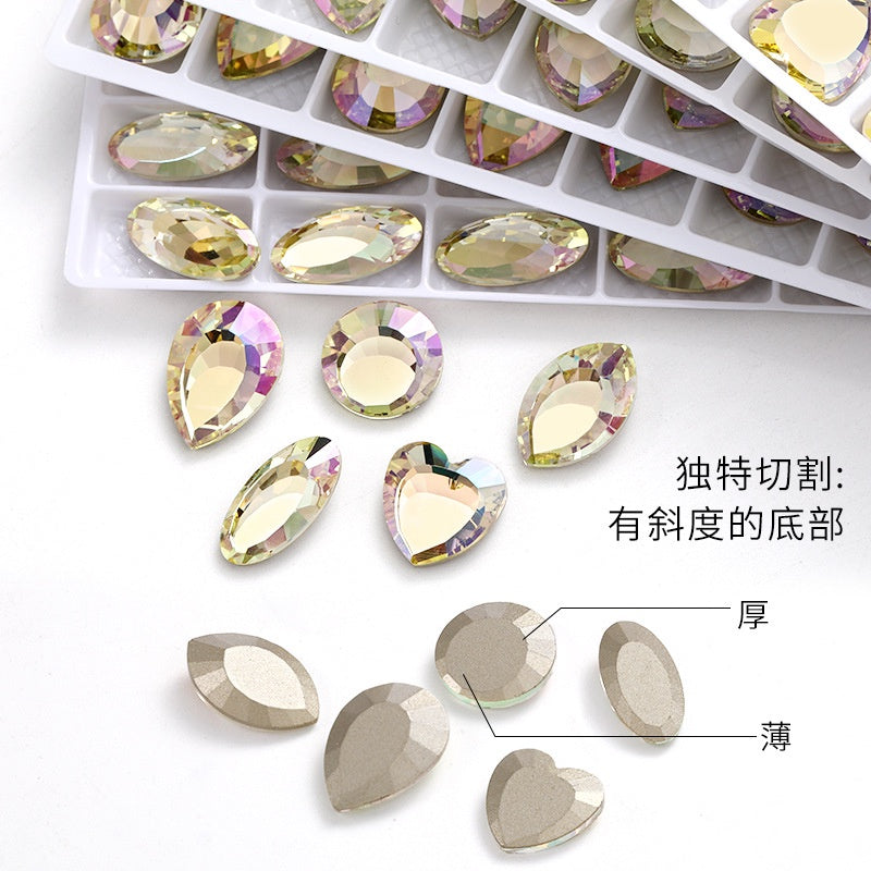 K9 Magic Mirror Series Electroplated Color High-grade Crystal Micro Pointed Bottoming Glass Nail Rhinestone Diy Phone Case Ornament Accessories