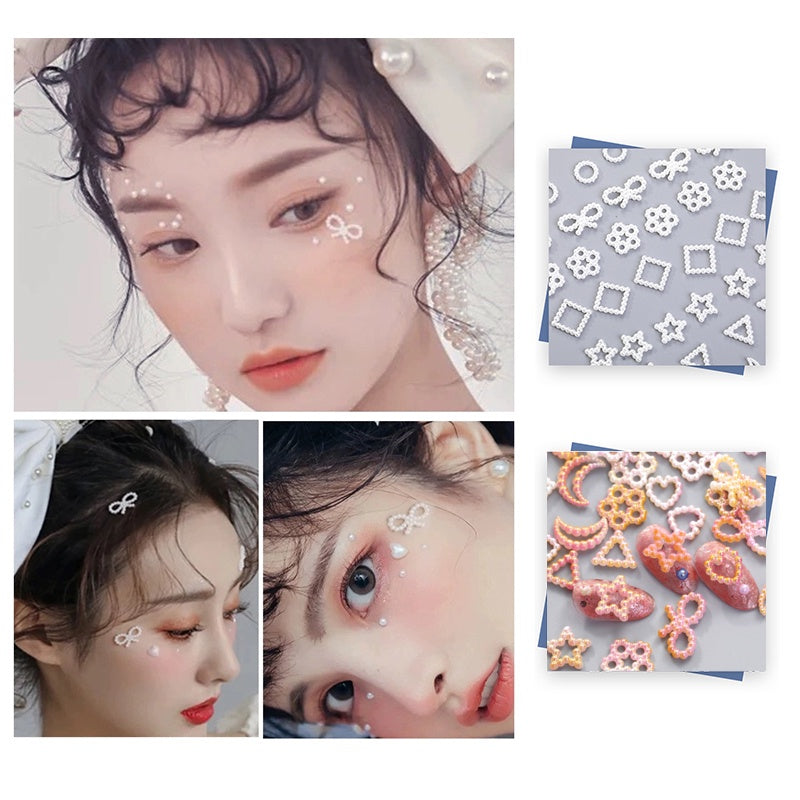Super Flash Heart Imitation Pearl Bow Mixed Accessories Japanese Imitation Pearl Nail Accessories ABS Hollow Pearl Nail Accessories