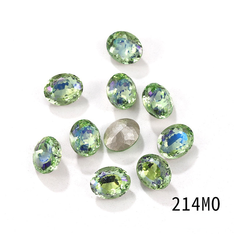 Candy Color 8*10/10*14mm Transparent Oval Crystal Nest Surface K9 Rhinestone Costume Jewelry Production