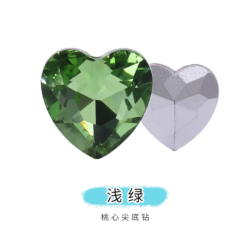 12mm Rhinestone Love Rhinestone Crystal Glass Rhinestone  Pointy Bottom Peach Heart Diy Mobile Phone Paste Rhinestone Accessories Clothing Jewelry Rhinestone
